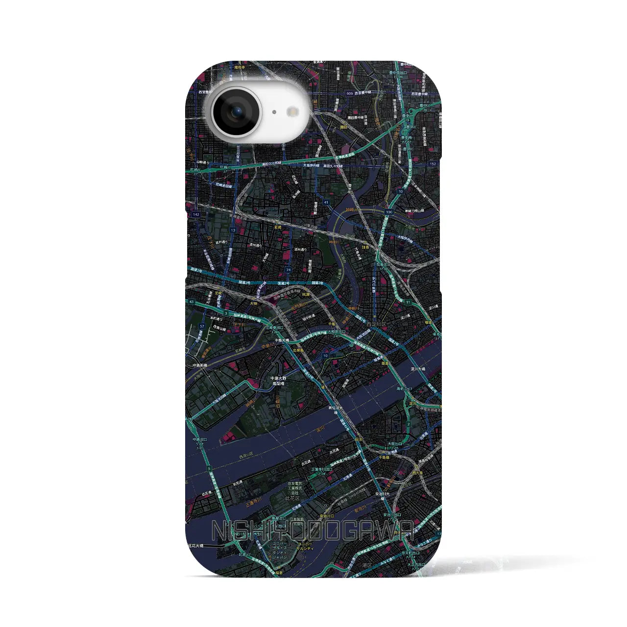 【西淀川（大阪府）】地図柄iPhoneケース（バックカバータイプ）