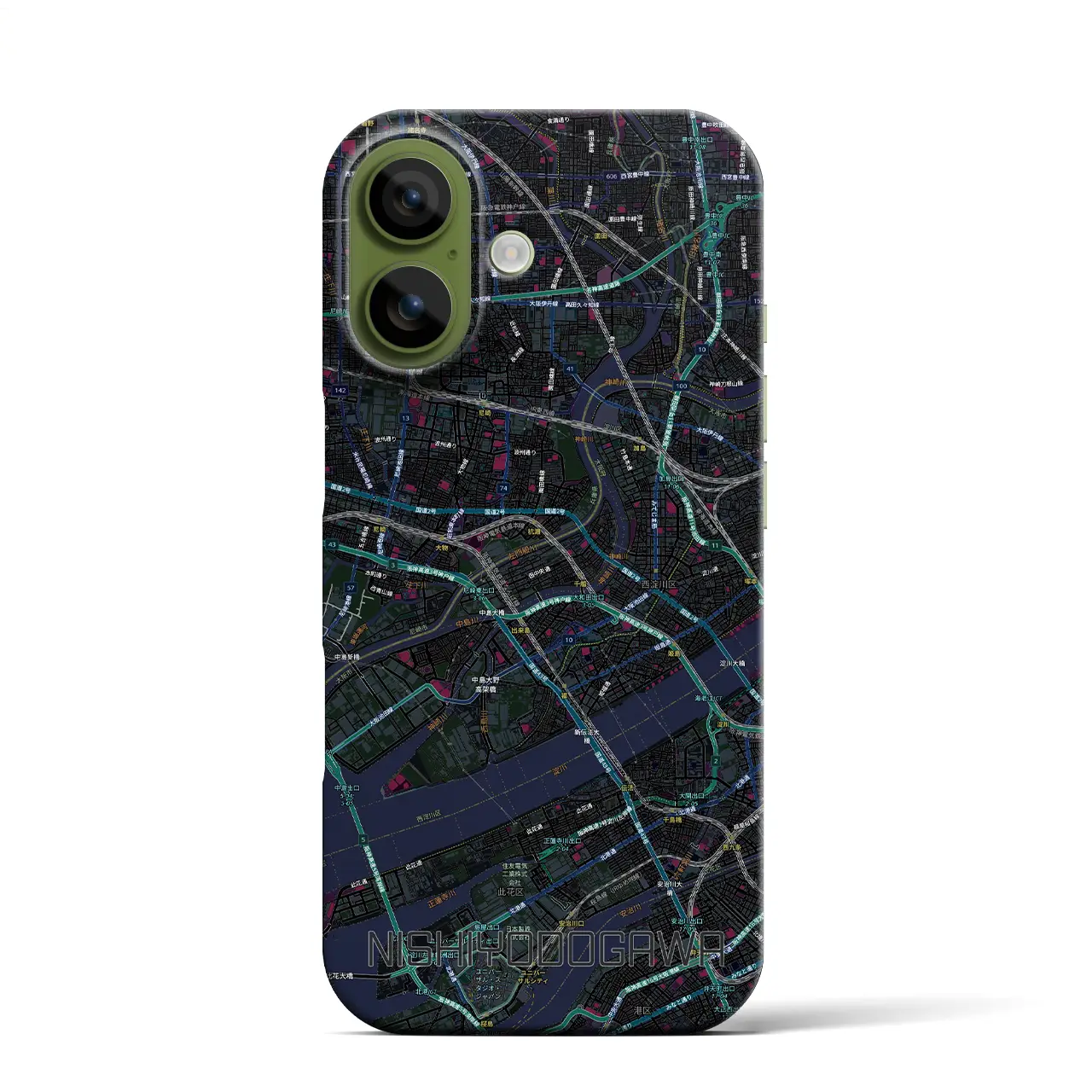 【西淀川（大阪府）】地図柄iPhoneケース（バックカバータイプ）