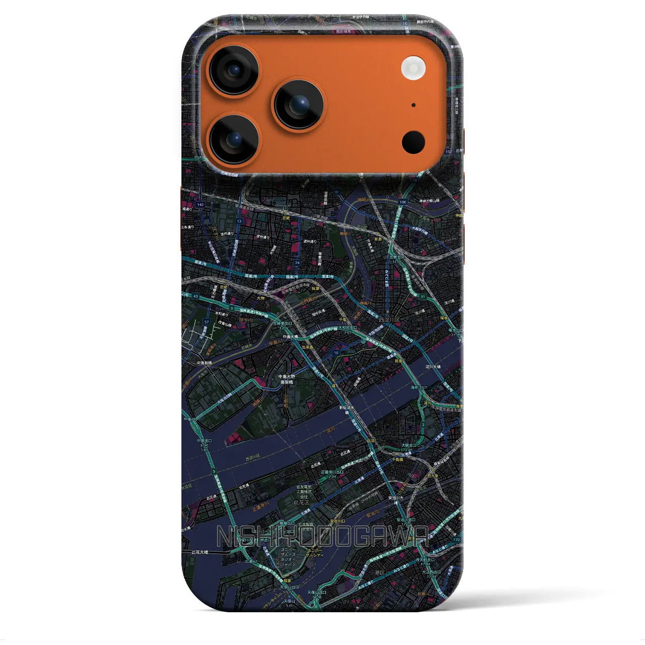 【西淀川（大阪府）】地図柄iPhoneケース（バックカバータイプ）