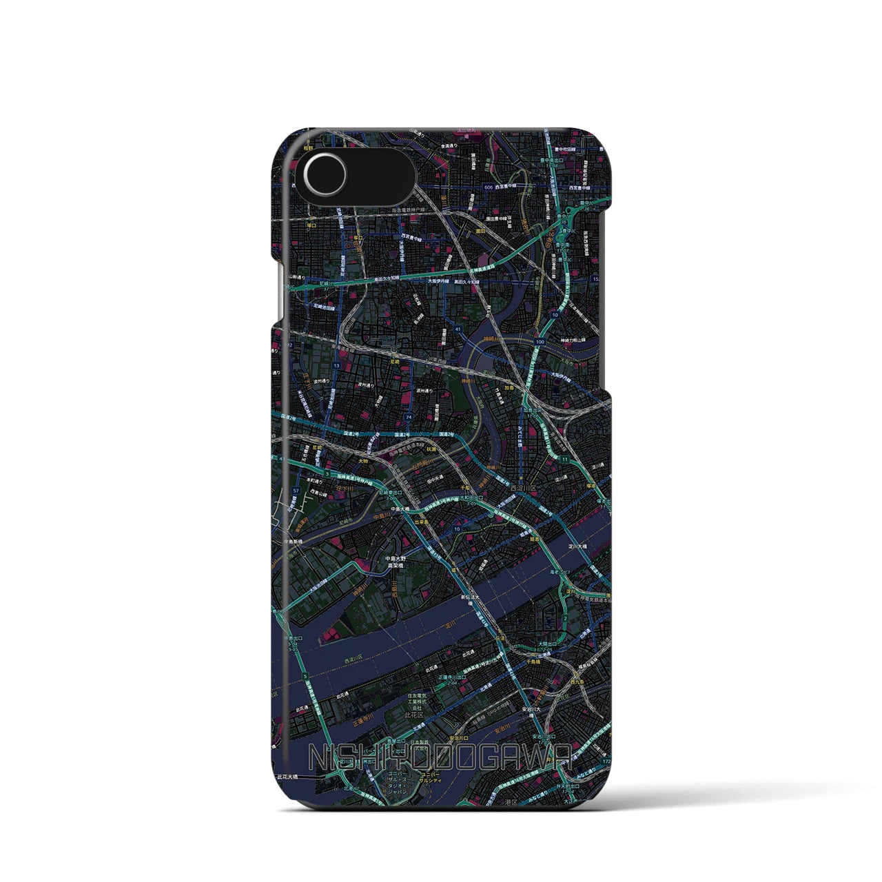 【西淀川（大阪府）】地図柄iPhoneケース（バックカバータイプ）