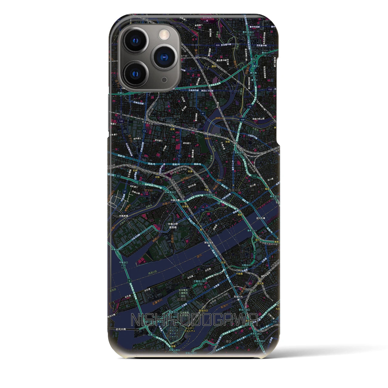 【西淀川（大阪府）】地図柄iPhoneケース（バックカバータイプ）