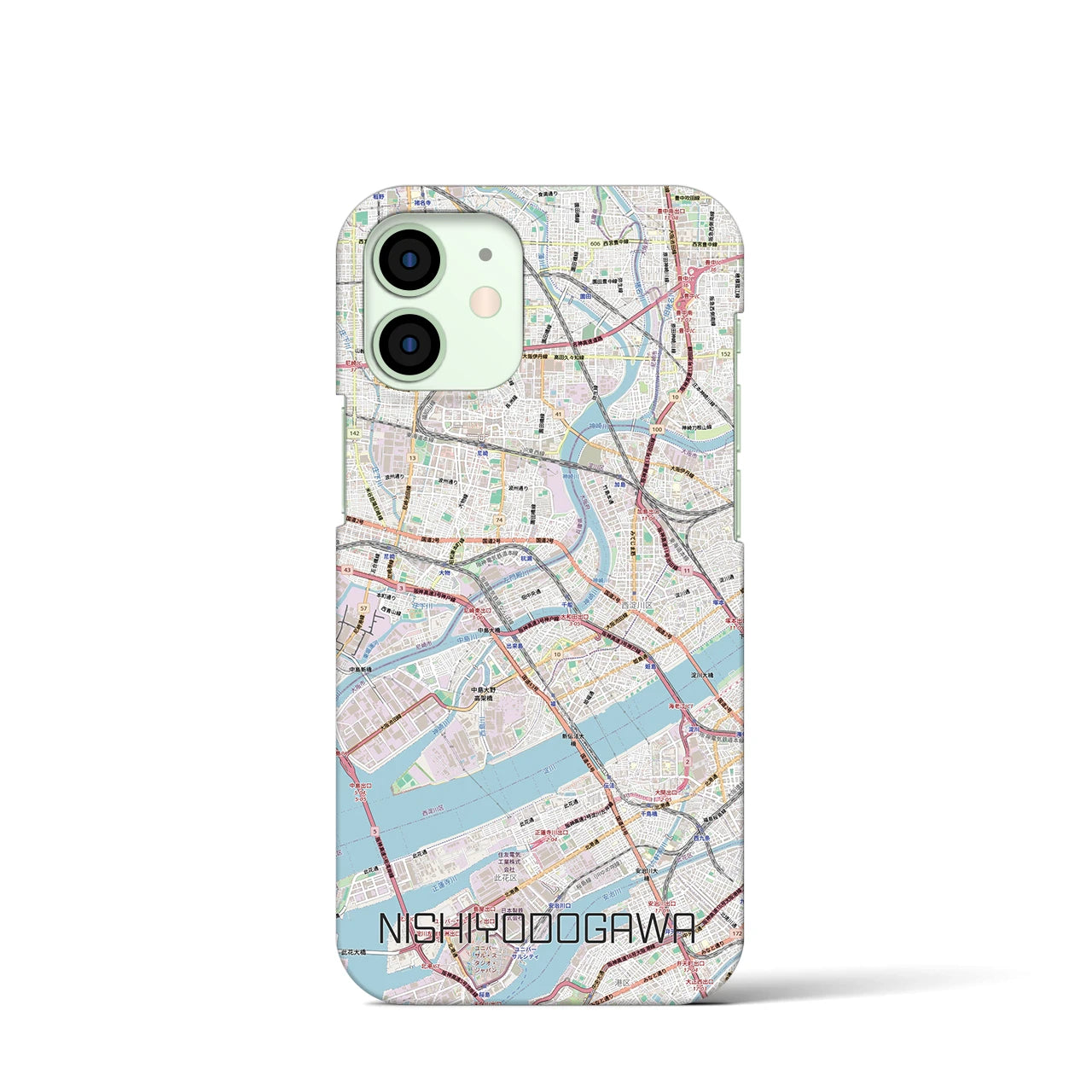 【西淀川（大阪府）】地図柄iPhoneケース（バックカバータイプ）