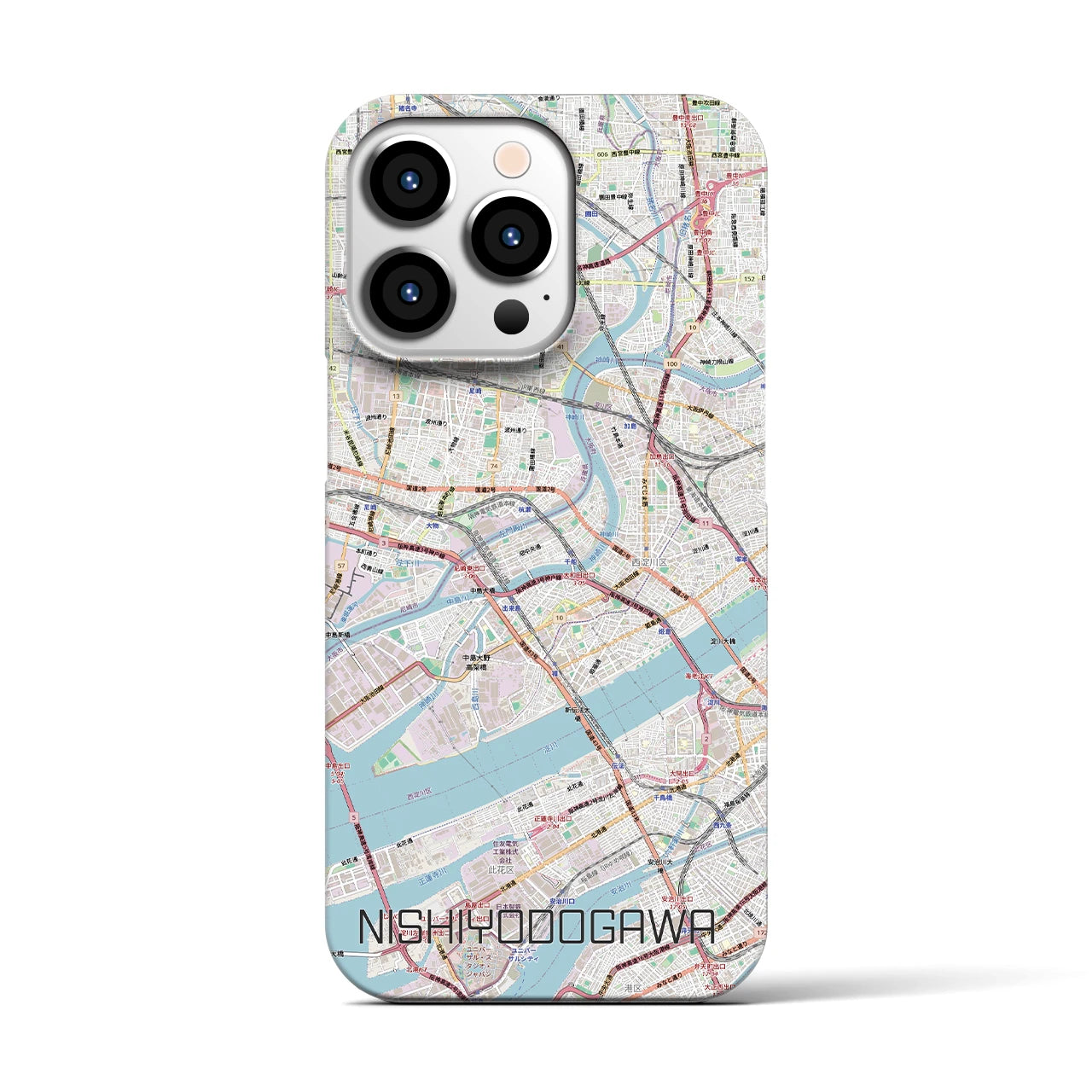 【西淀川（大阪府）】地図柄iPhoneケース（バックカバータイプ）