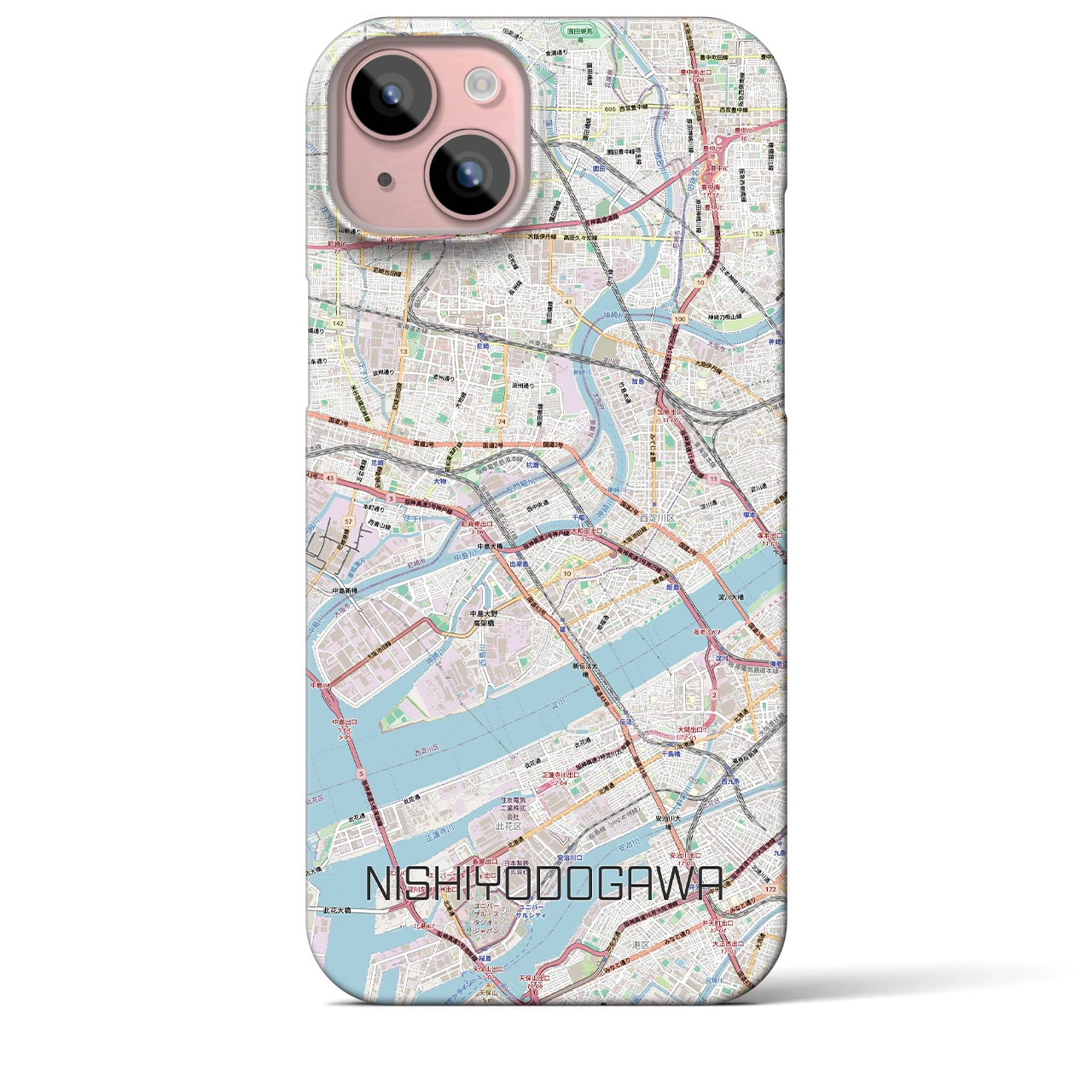 【西淀川（大阪府）】地図柄iPhoneケース（バックカバータイプ）
