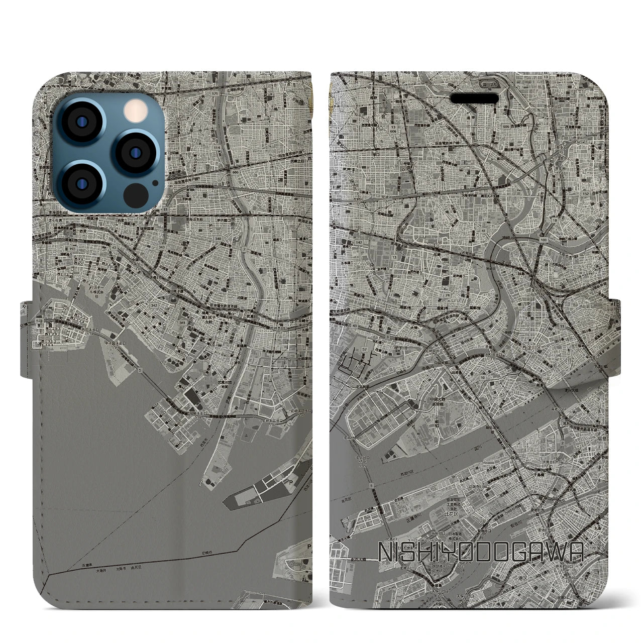 【西淀川（大阪府）】地図柄iPhoneケース（手帳タイプ）