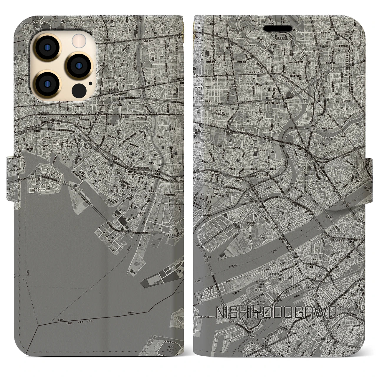 【西淀川（大阪府）】地図柄iPhoneケース（手帳タイプ）
