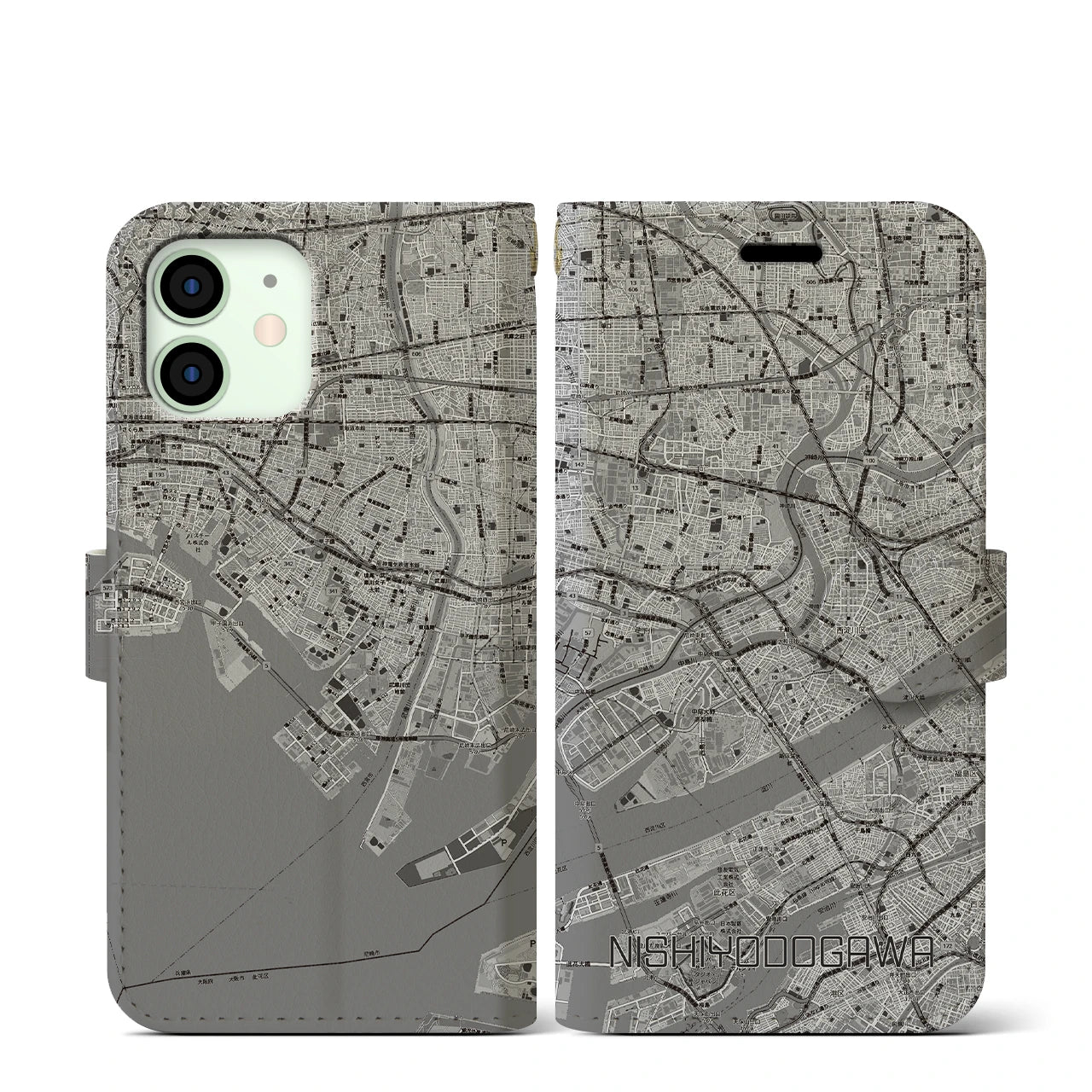 【西淀川（大阪府）】地図柄iPhoneケース（手帳タイプ）