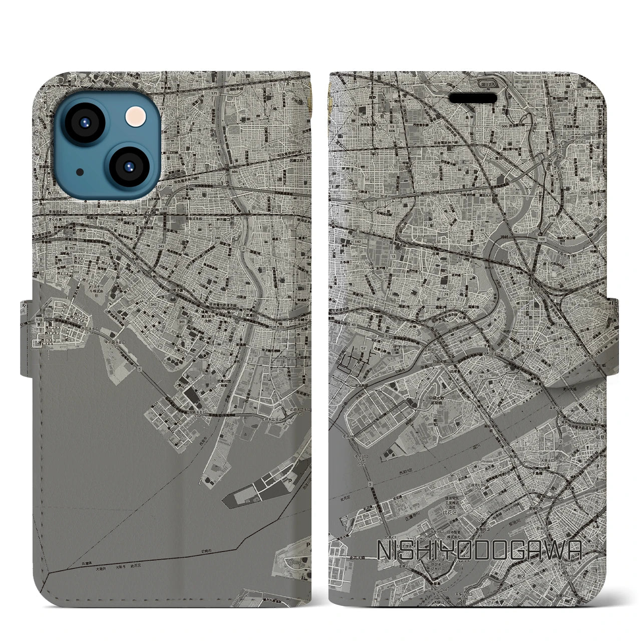 【西淀川（大阪府）】地図柄iPhoneケース（手帳タイプ）