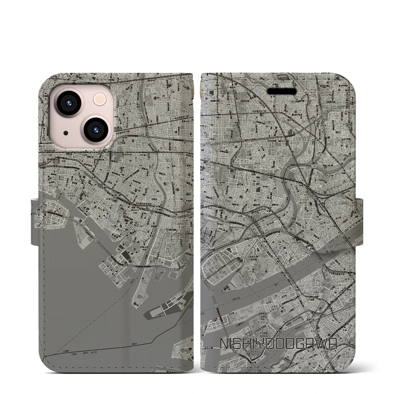 【西淀川（大阪府）】地図柄iPhoneケース（手帳タイプ）