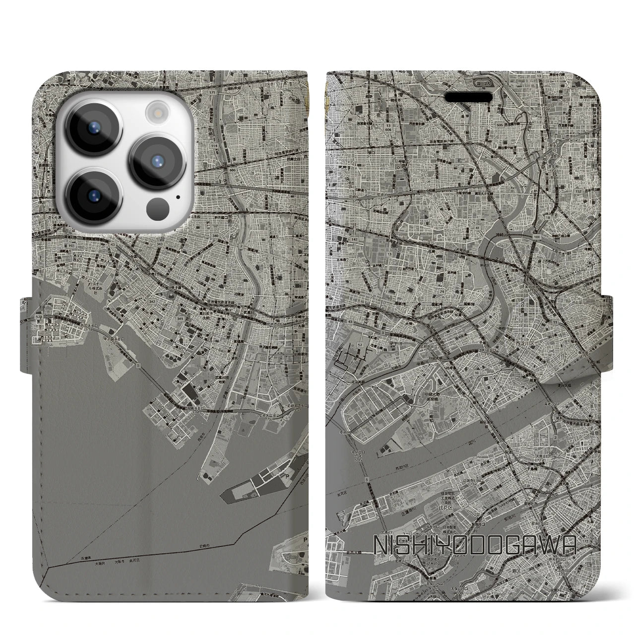 【西淀川（大阪府）】地図柄iPhoneケース（手帳タイプ）