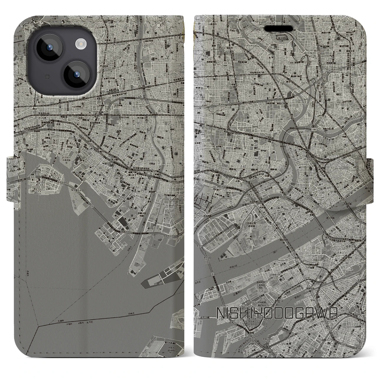 【西淀川（大阪府）】地図柄iPhoneケース（手帳タイプ）