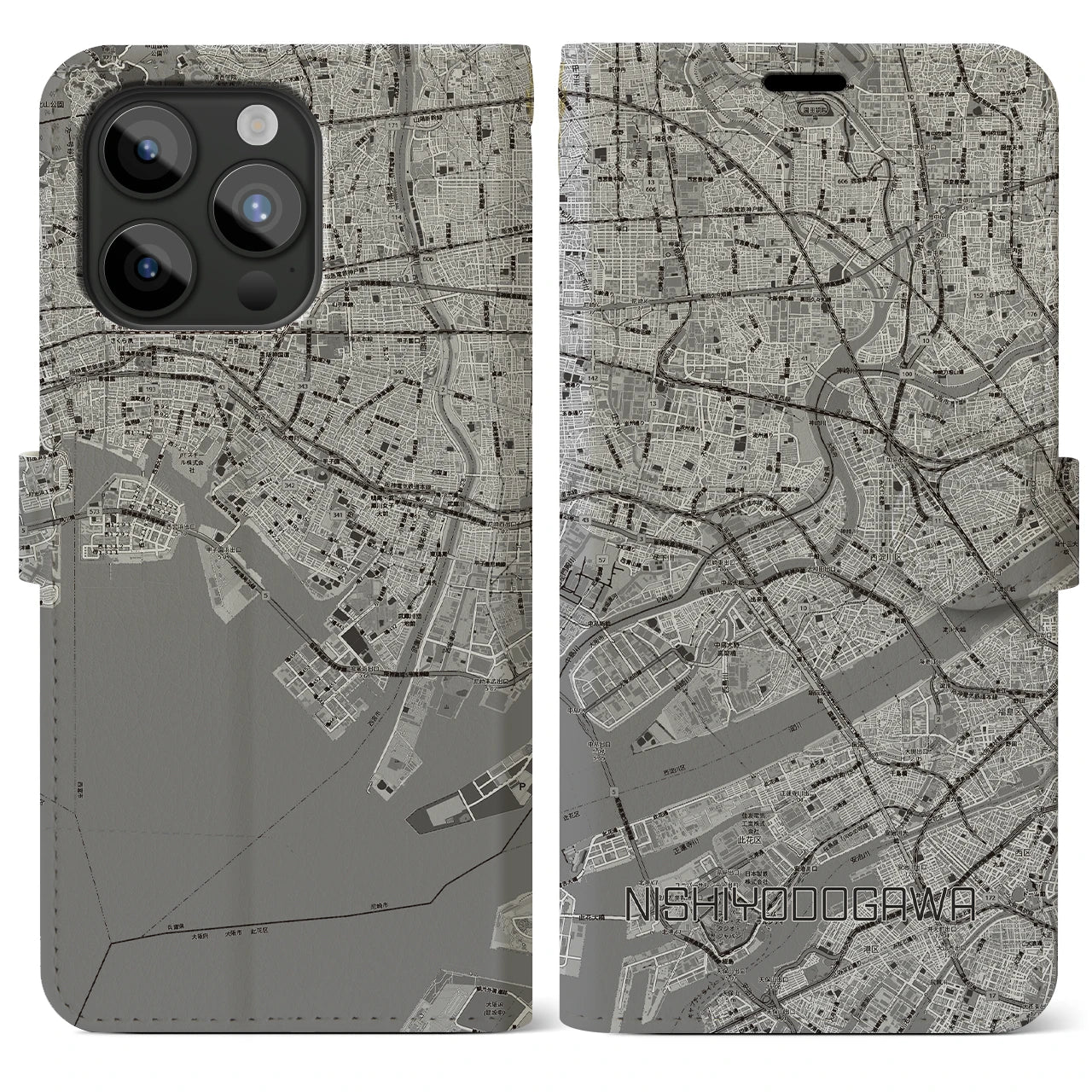 【西淀川（大阪府）】地図柄iPhoneケース（手帳タイプ）