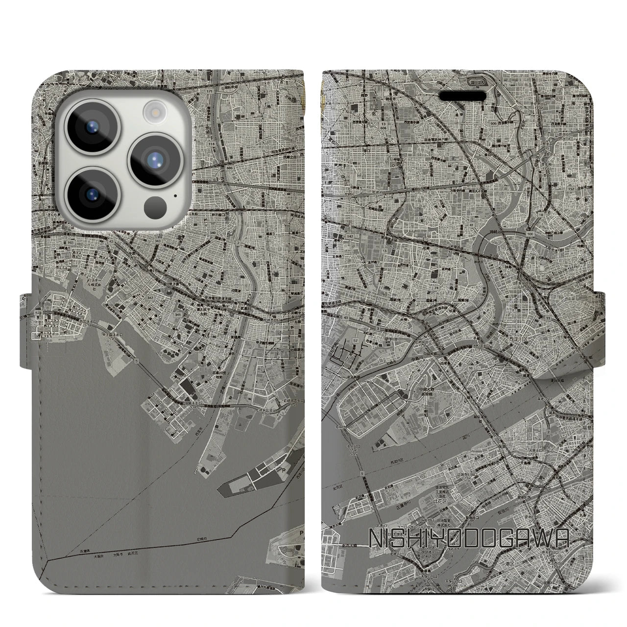 【西淀川（大阪府）】地図柄iPhoneケース（手帳タイプ）