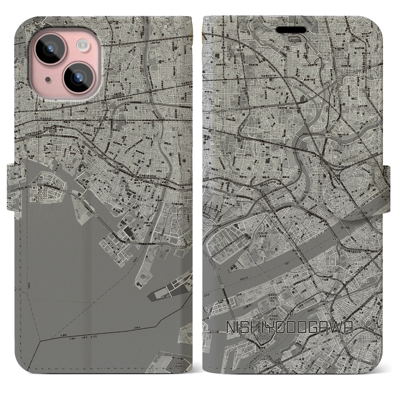【西淀川（大阪府）】地図柄iPhoneケース（手帳タイプ）