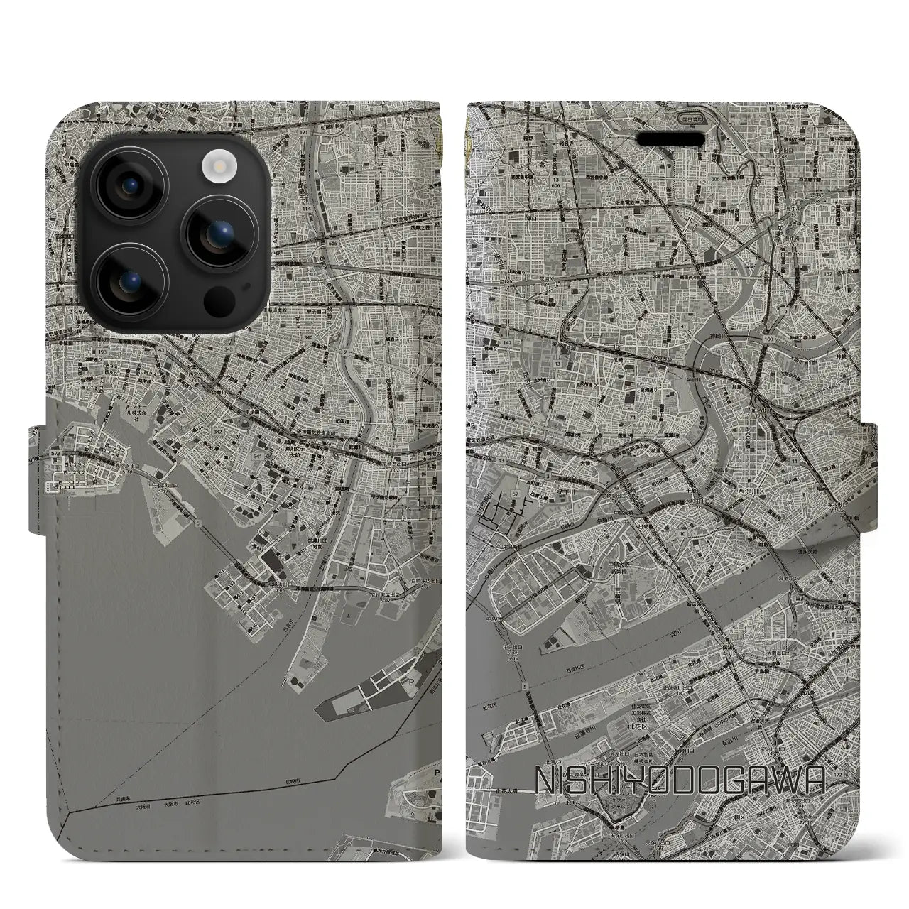 【西淀川（大阪府）】地図柄iPhoneケース（手帳タイプ）
