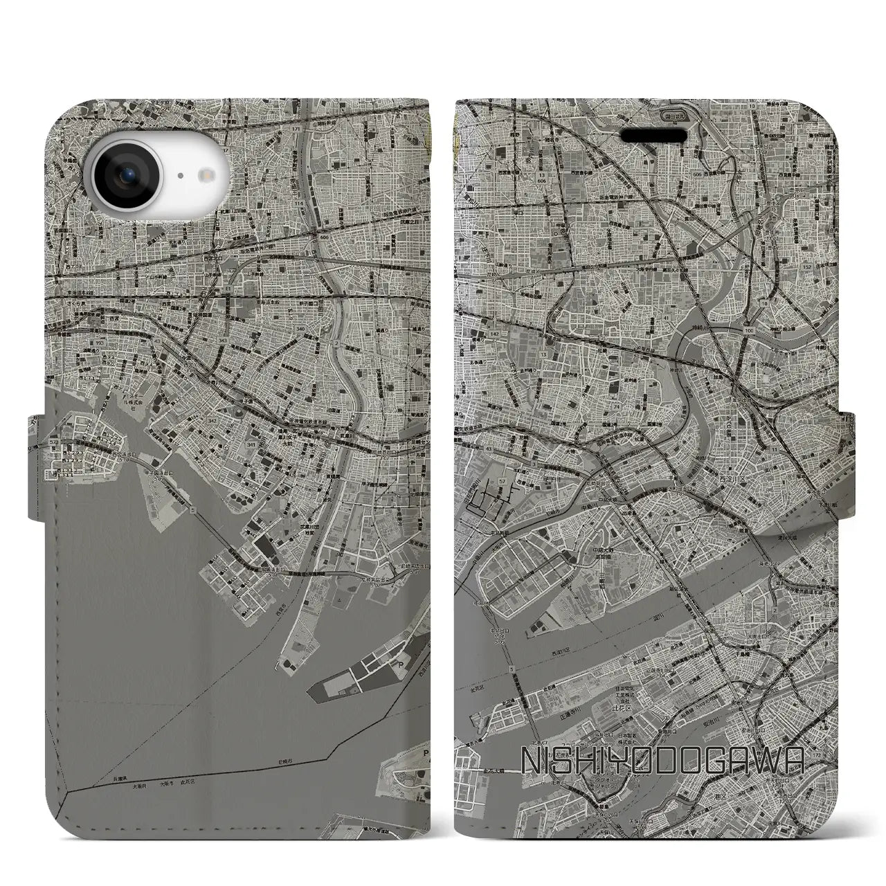 【西淀川（大阪府）】地図柄iPhoneケース（手帳タイプ）