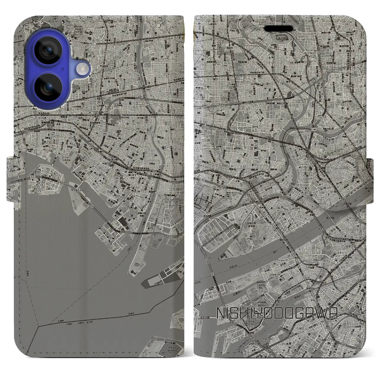 【西淀川（大阪府）】地図柄iPhoneケース（手帳タイプ）