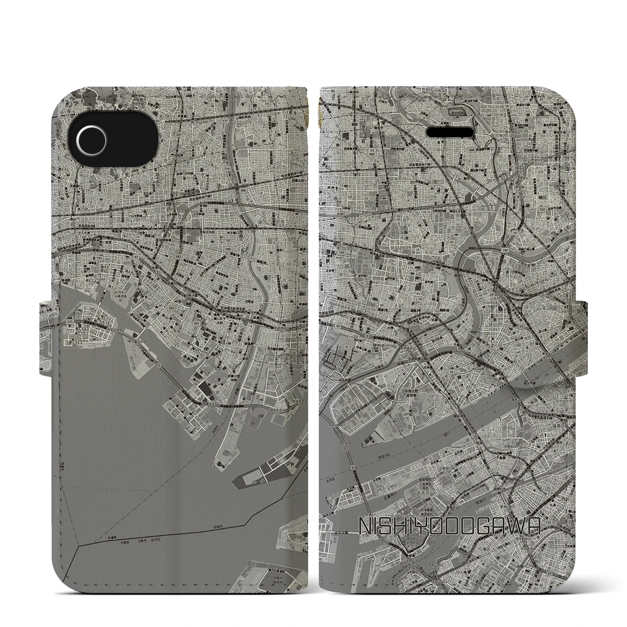 【西淀川（大阪府）】地図柄iPhoneケース（手帳タイプ）