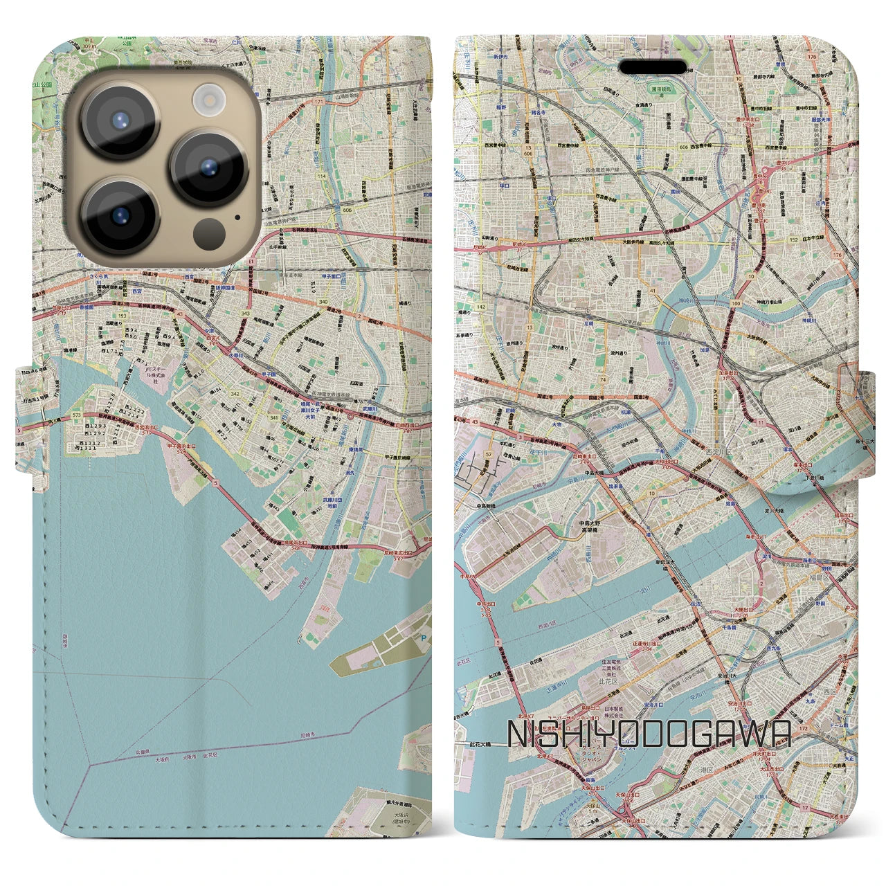 【西淀川（大阪府）】地図柄iPhoneケース（手帳タイプ）