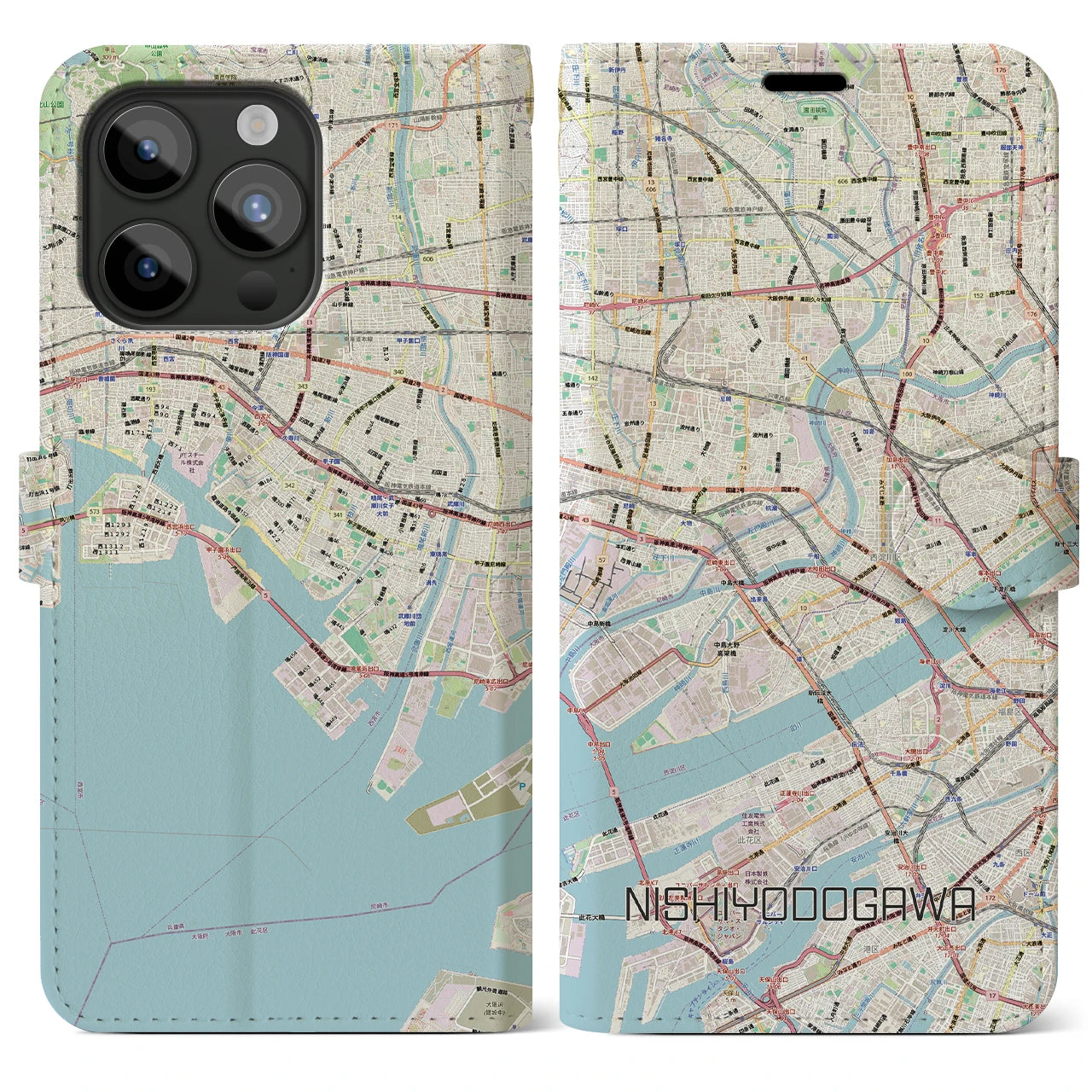 【西淀川（大阪府）】地図柄iPhoneケース（手帳タイプ）