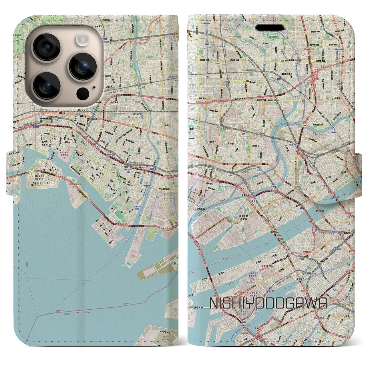 【西淀川（大阪府）】地図柄iPhoneケース（手帳タイプ）