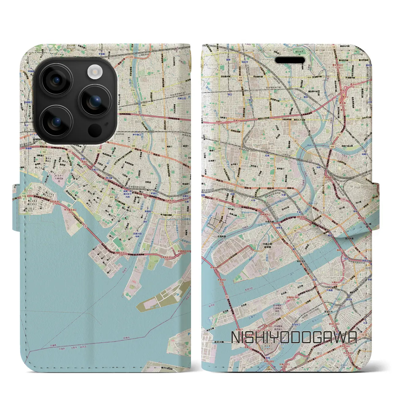 【西淀川（大阪府）】地図柄iPhoneケース（手帳タイプ）