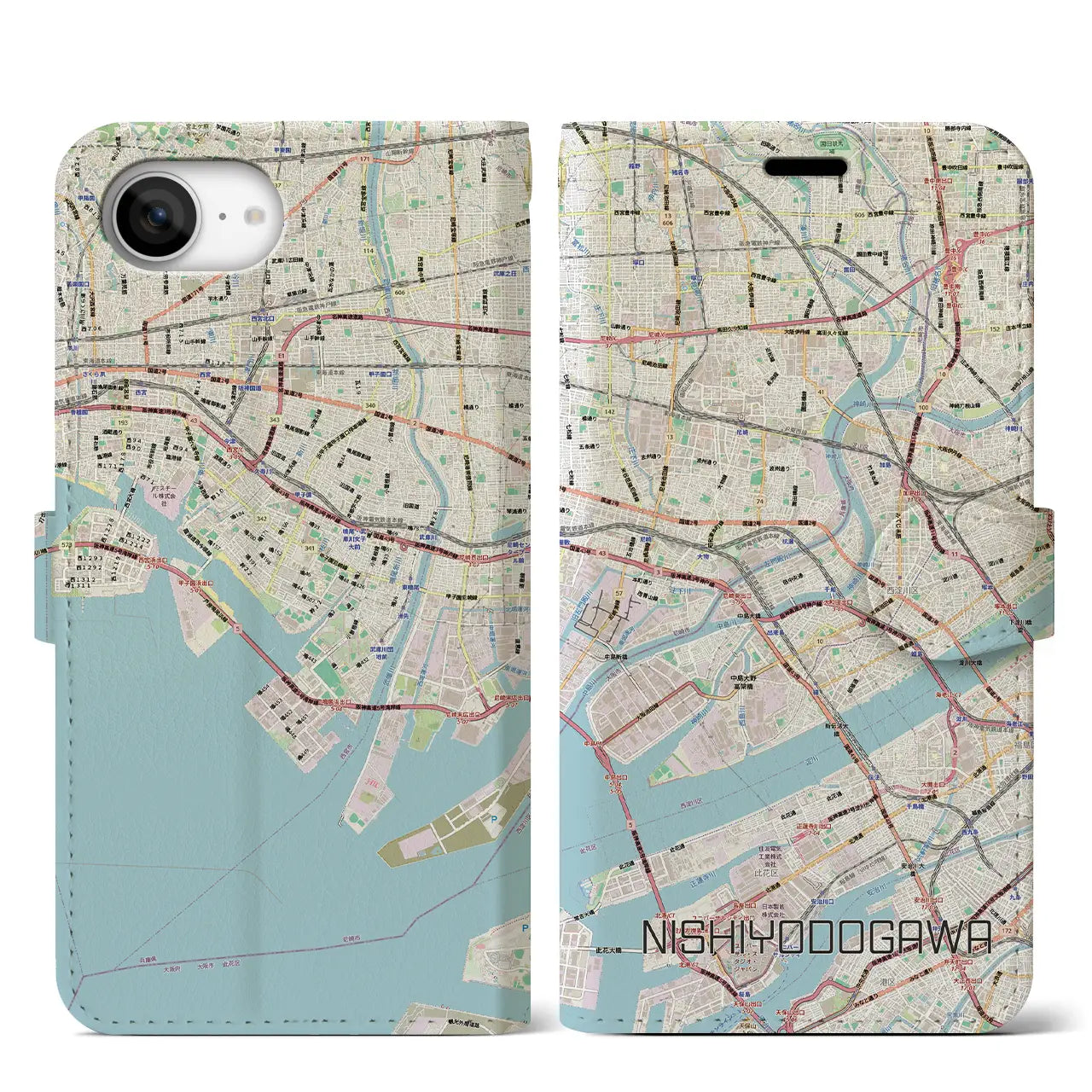 【西淀川（大阪府）】地図柄iPhoneケース（手帳タイプ）