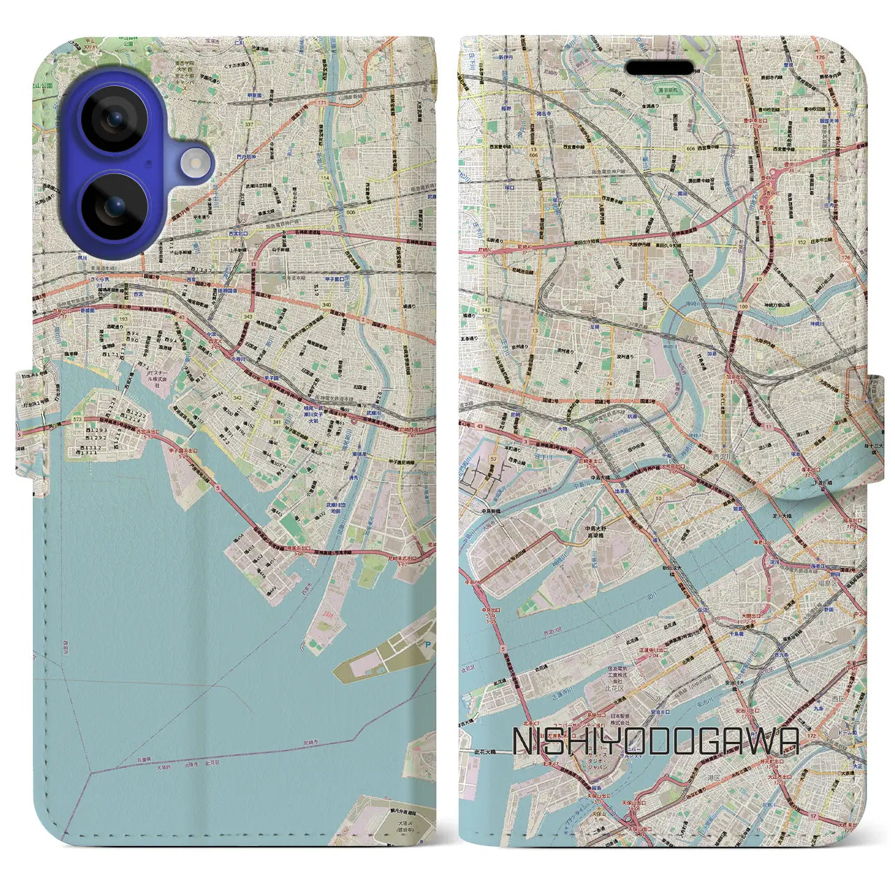 【西淀川（大阪府）】地図柄iPhoneケース（手帳タイプ）