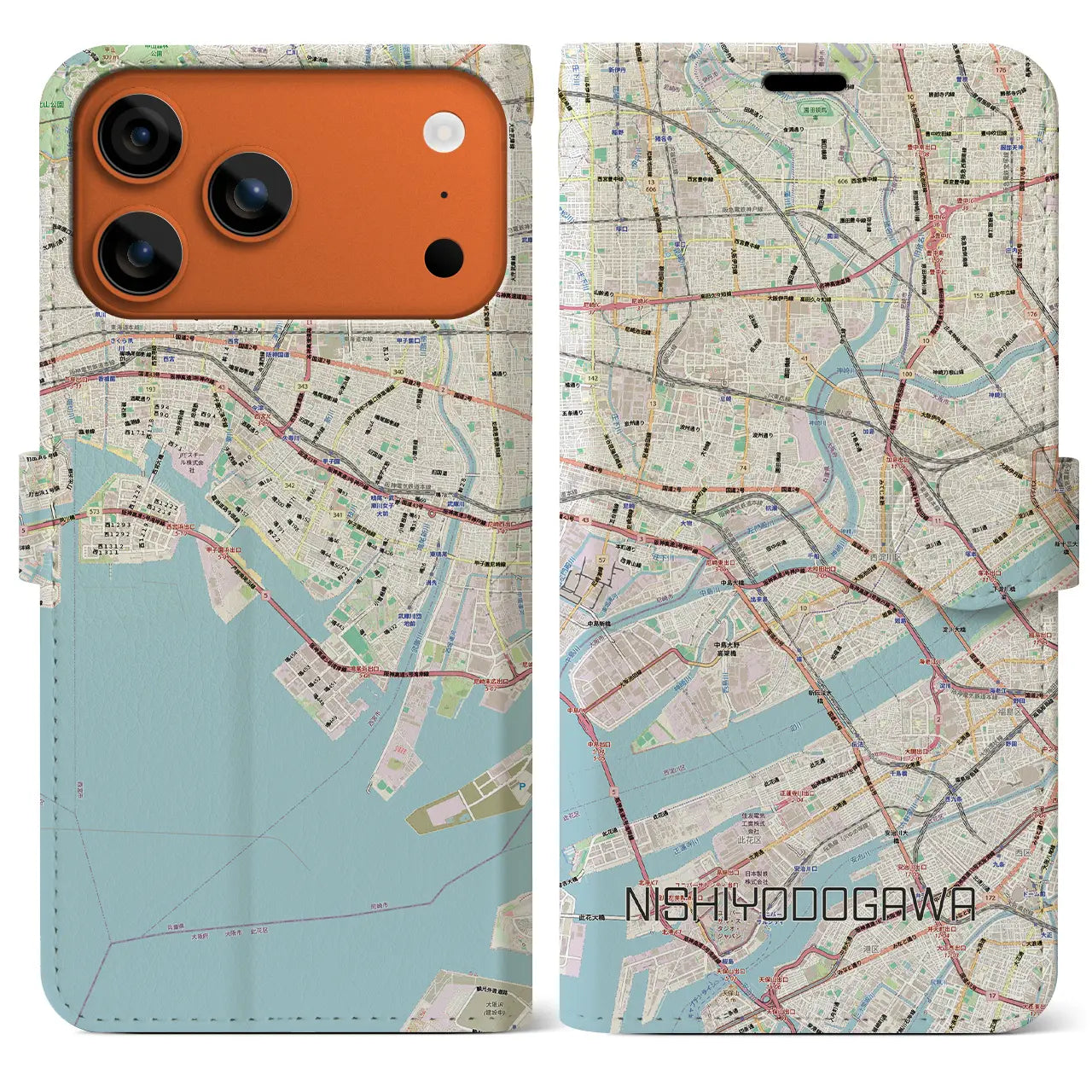 【西淀川（大阪府）】地図柄iPhoneケース（手帳タイプ）