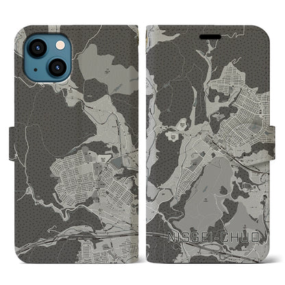 【日生中央（兵庫県）】地図柄iPhoneケース（手帳タイプ）モノトーン・iPhone 13 用