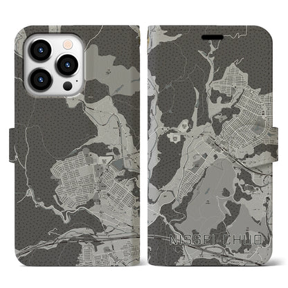 【日生中央（兵庫県）】地図柄iPhoneケース（手帳タイプ）モノトーン・iPhone 13 Pro 用