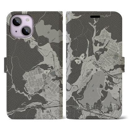 【日生中央（兵庫県）】地図柄iPhoneケース（手帳タイプ）モノトーン・iPhone 14 用