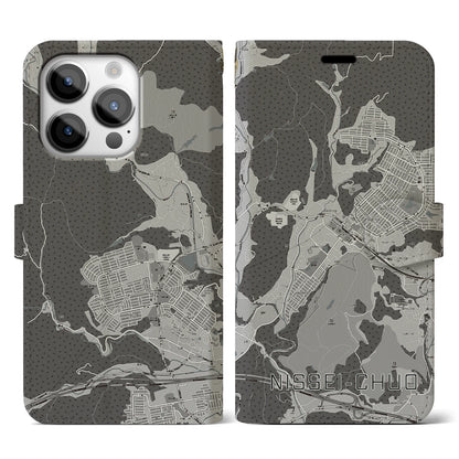 【日生中央（兵庫県）】地図柄iPhoneケース（手帳タイプ）モノトーン・iPhone 14 Pro 用