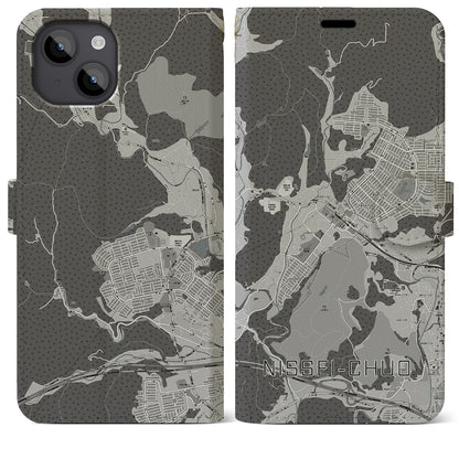 【日生中央（兵庫県）】地図柄iPhoneケース（手帳タイプ）モノトーン・iPhone 14 Plus 用