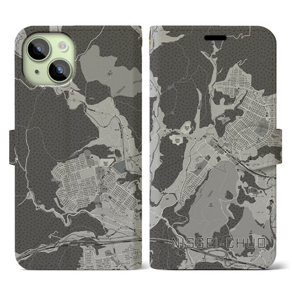 【日生中央（兵庫県）】地図柄iPhoneケース（手帳タイプ）モノトーン・iPhone 15 用