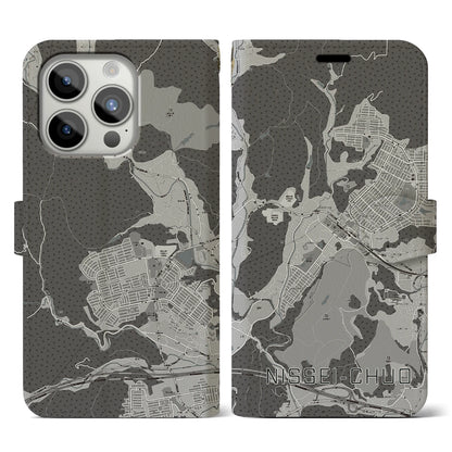 【日生中央（兵庫県）】地図柄iPhoneケース（手帳タイプ）モノトーン・iPhone 15 Pro 用