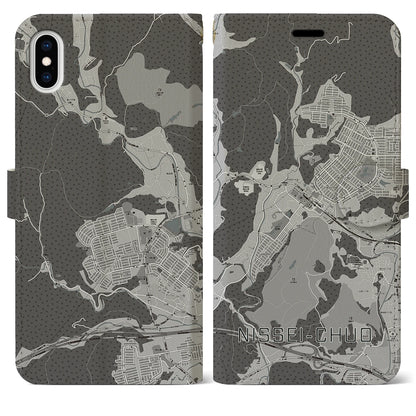 【日生中央（兵庫県）】地図柄iPhoneケース（手帳タイプ）モノトーン・iPhone XS Max 用