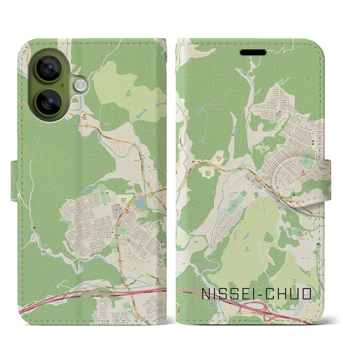 【日生中央（兵庫県）】地図柄iPhoneケース（手帳タイプ）ナチュラル・iPhone 17 Pro Max 用