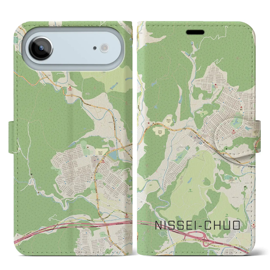 【日生中央(兵庫県)】地図柄iPhoneケース(手帳タイプ)モノトーン・iPhone 17 Pro Max 用