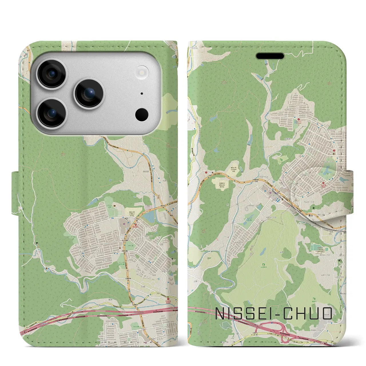 【日生中央（兵庫県）】地図柄iPhoneケース（手帳タイプ）