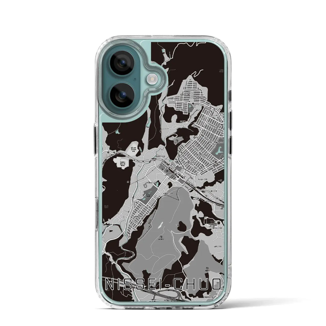 【日生中央（兵庫県）】地図柄iPhoneケース（MagSafeタイプ）モノトーン・iPhone 16 Pro 用