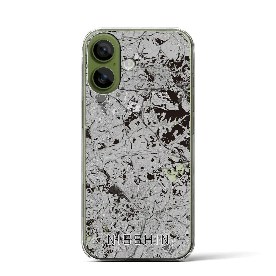 【日進（愛知県）】地図柄iPhoneケース（クリアタイプ）モノトーン・iPhone 17 Pro Max 用