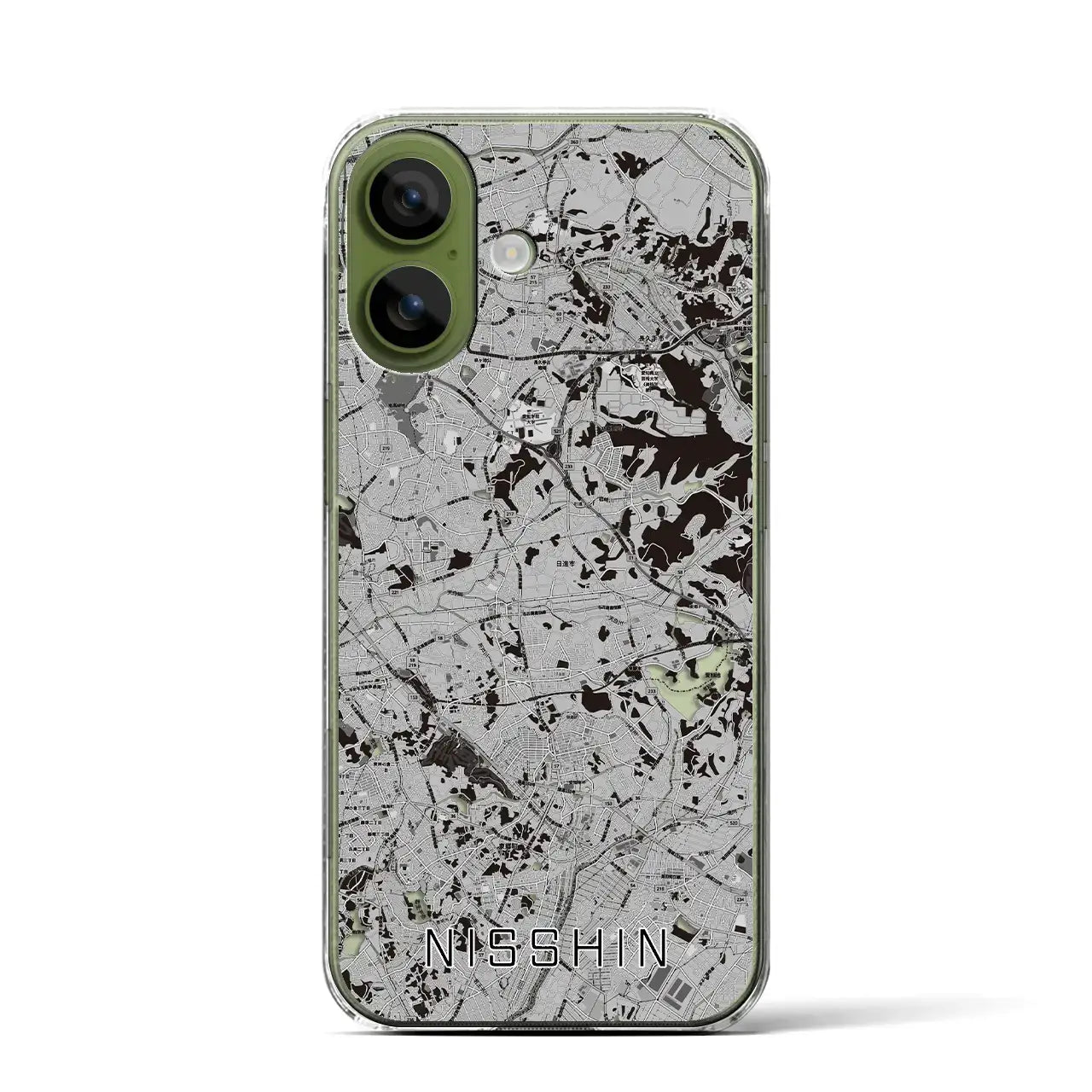 【日進（愛知県）】地図柄iPhoneケース（クリアタイプ）モノトーン・iPhone 17 Pro Max 用