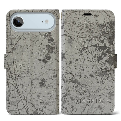 【日進（愛知県）】地図柄iPhoneケース（手帳タイプ）