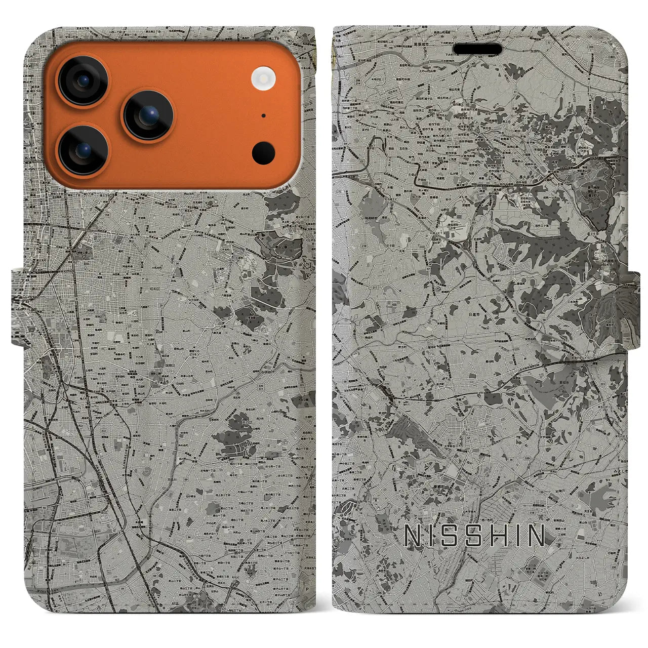 【日進（愛知県）】地図柄iPhoneケース（手帳タイプ）