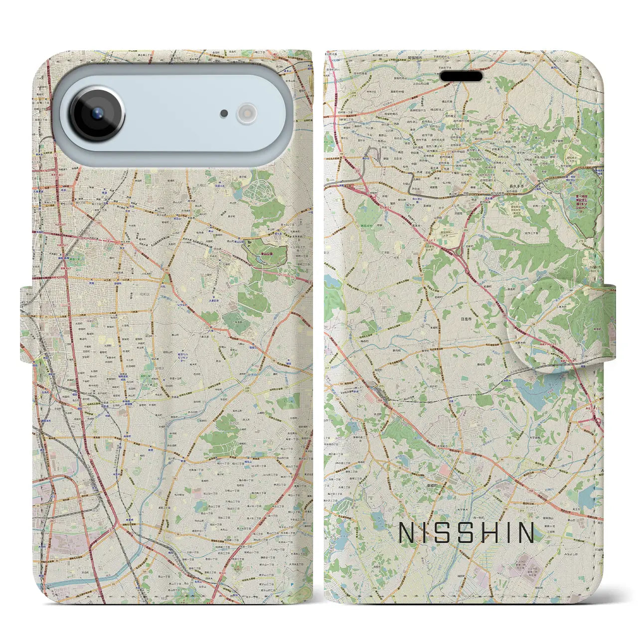 【日進（愛知県）】地図柄iPhoneケース（手帳タイプ）