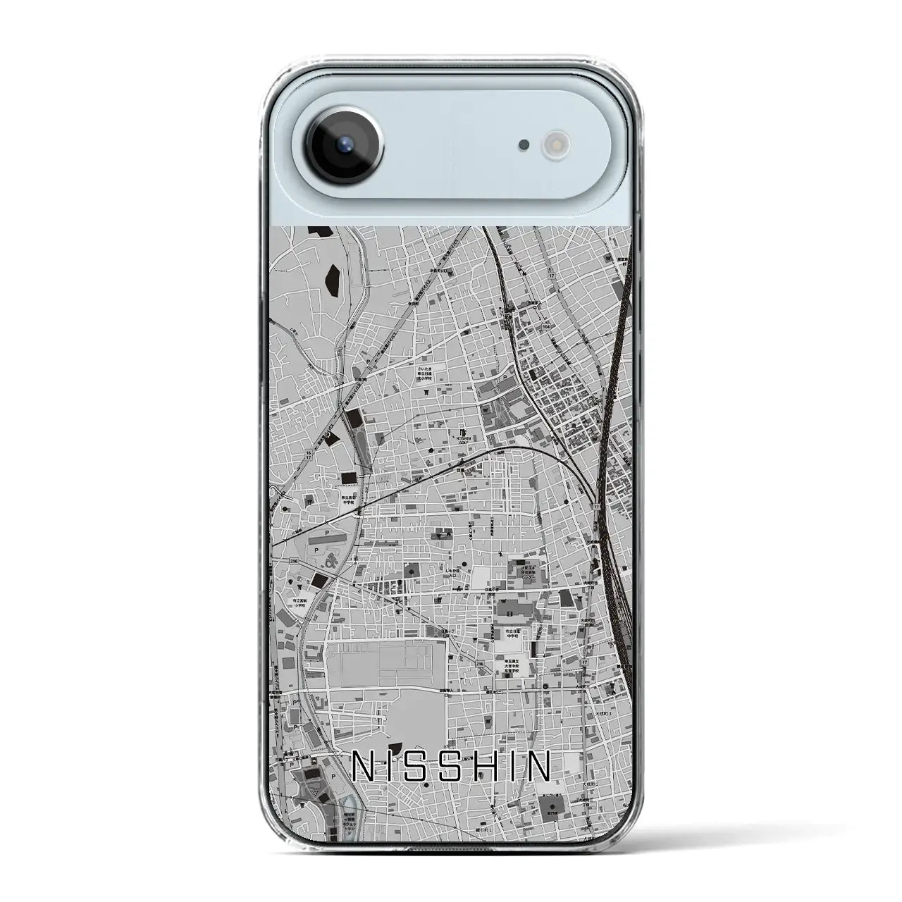 【日進（埼玉県）】地図柄iPhoneケース（クリアタイプ）モノトーン・iPhone 17 Pro Max 用