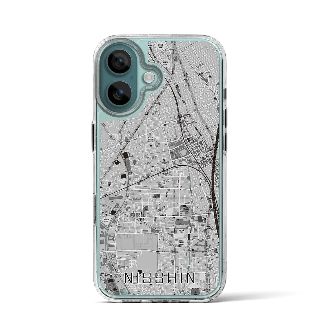 【日進（埼玉県）】地図柄iPhoneケース（MagSafeタイプ）モノトーン・iPhone 16 Pro 用