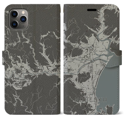 【延岡（宮崎県）】地図柄iPhoneケース（手帳タイプ）モノトーン・iPhone 11 Pro Max 用