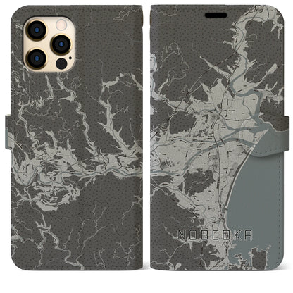 【延岡（宮崎県）】地図柄iPhoneケース（手帳タイプ）モノトーン・iPhone 12 Pro Max 用